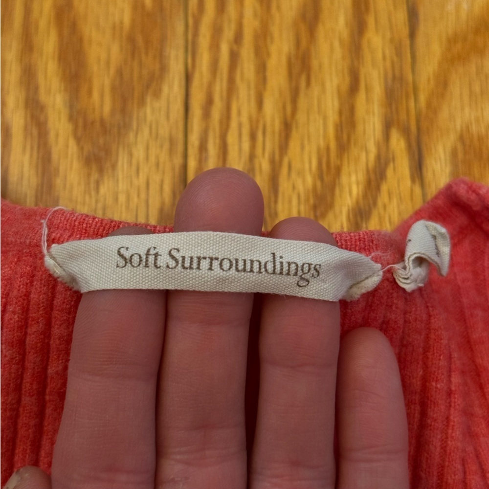 Soft Surroundings Red Ribbed Wrap Sweater Women’s Size Small - Picture 8 of 13